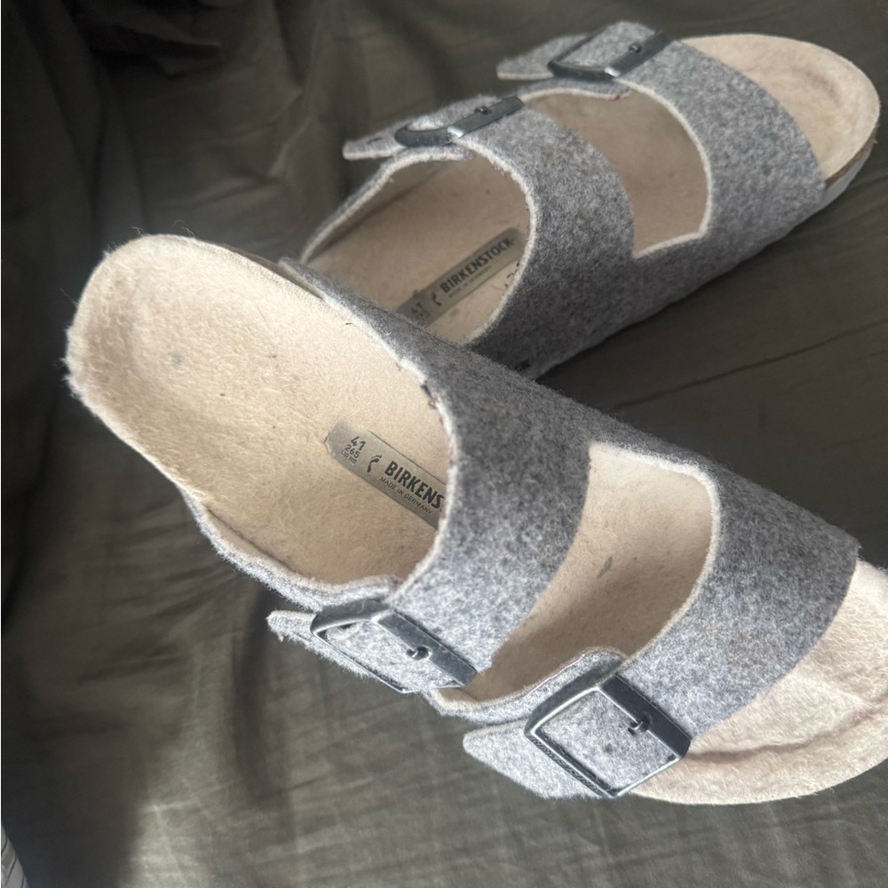 Birkenstock Grey Felt Arizona-Style Double Strap Sandals